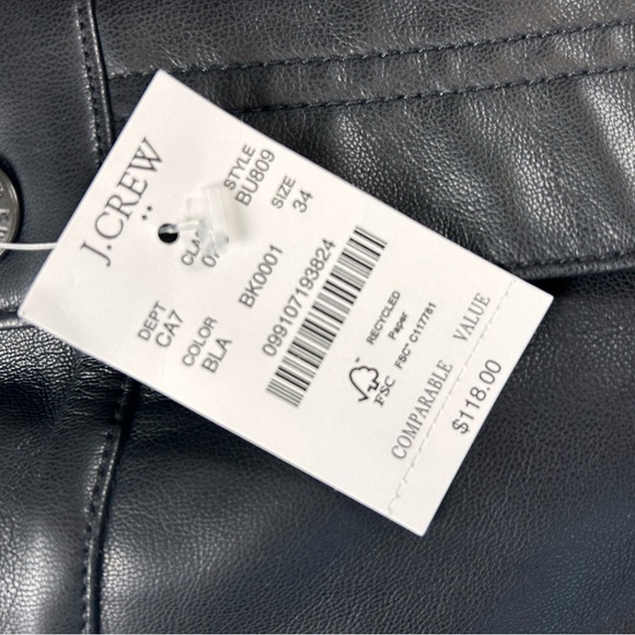 J Crew Women’s Faux Leather Straight-Leg Pant Full Length Black Size 18 (34) NWT - Picture 10 of 10
